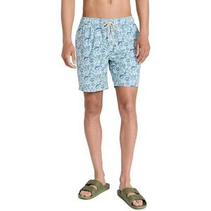 FAHERTY Mens Swimwear XXL Blue Pull On Swim Trunks Floral Batik BEACON 7"